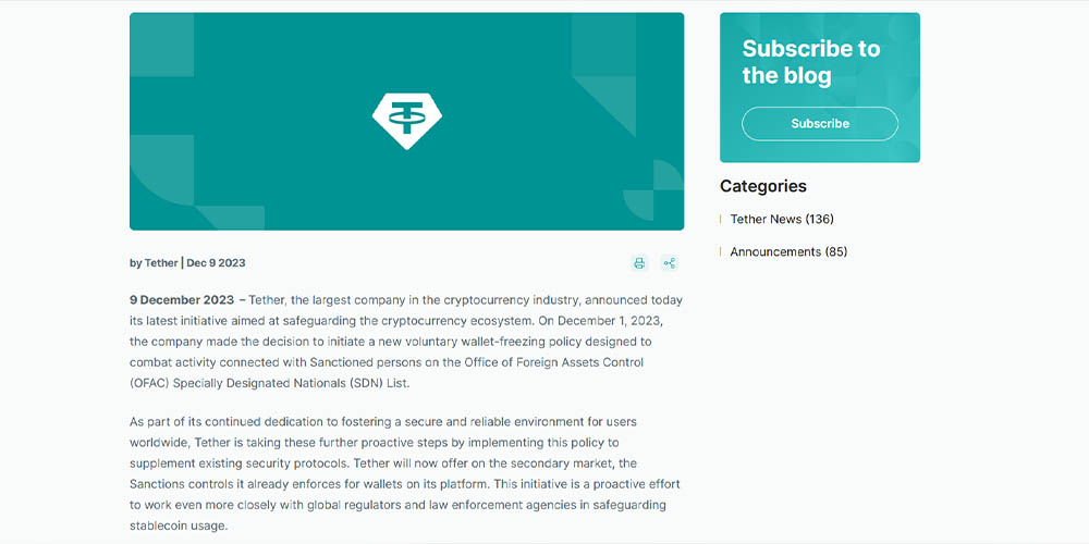 بلوکه شدن تتر