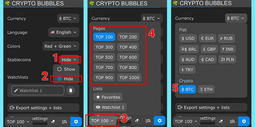 تنظیمات کریپتو بابلز