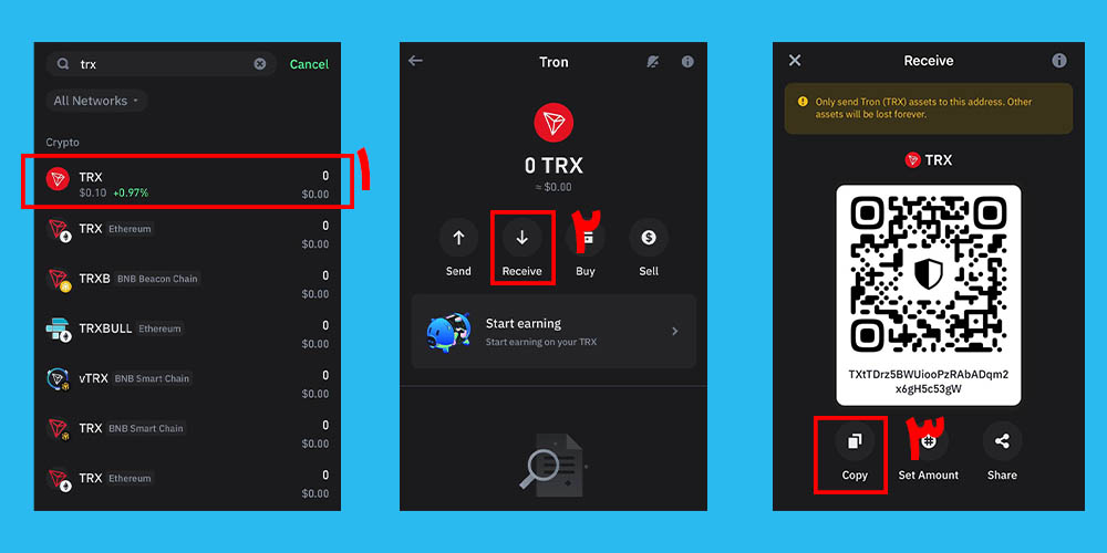 دریافت آدرس ترون