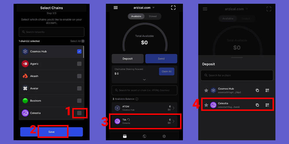 افزودن شبکه سلستیا به کیف پول کپلر
