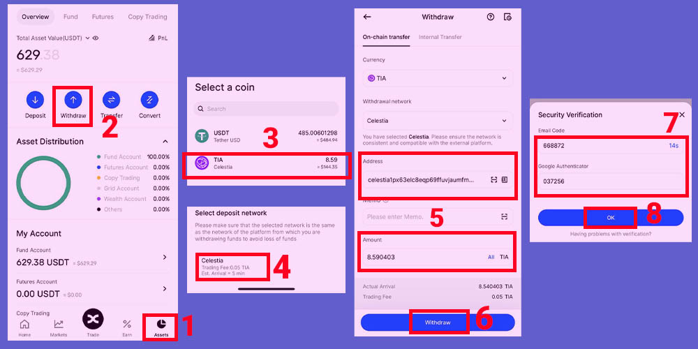 برداشت ارز TIA و استیک آن
