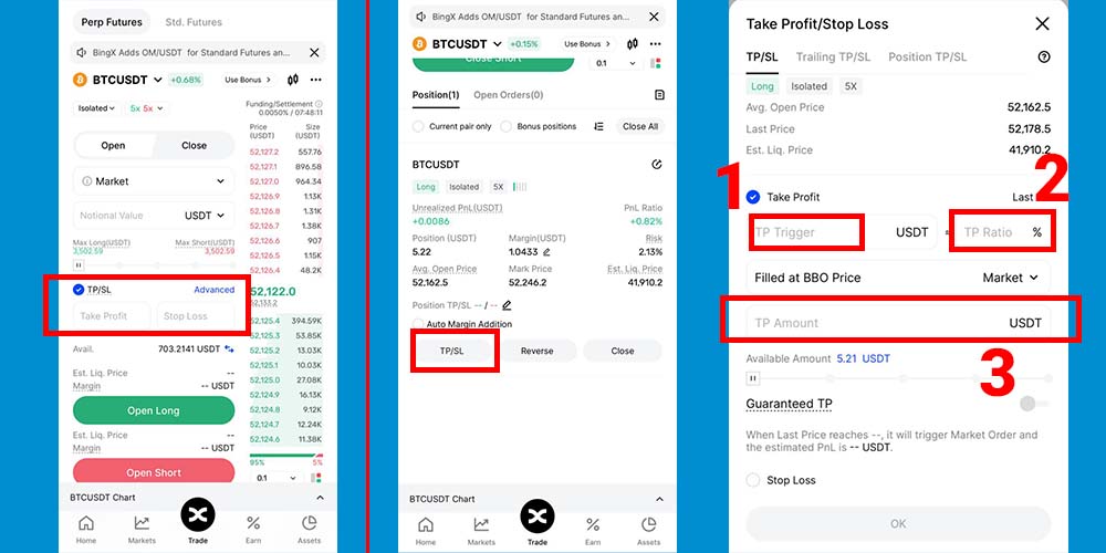 حد سود و حد ضرر در فیوچرز بینگ ایکس