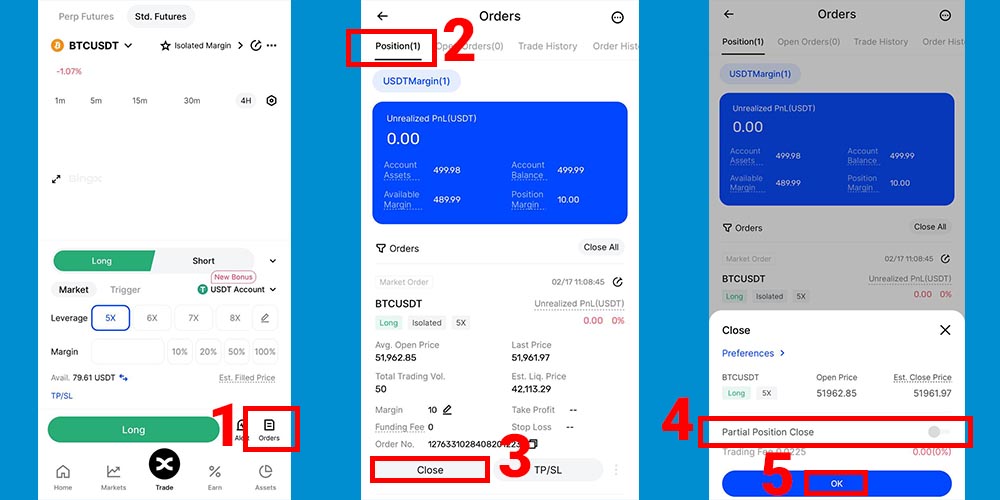 خروج از معامله فیوچرز در صرافی BingX
