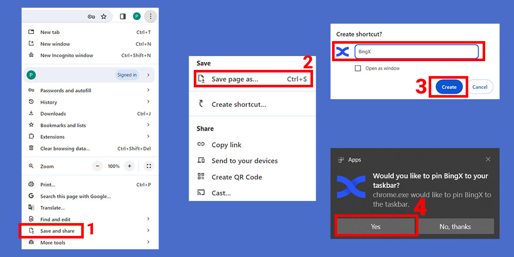 شورتکات BingX برای ویندوز