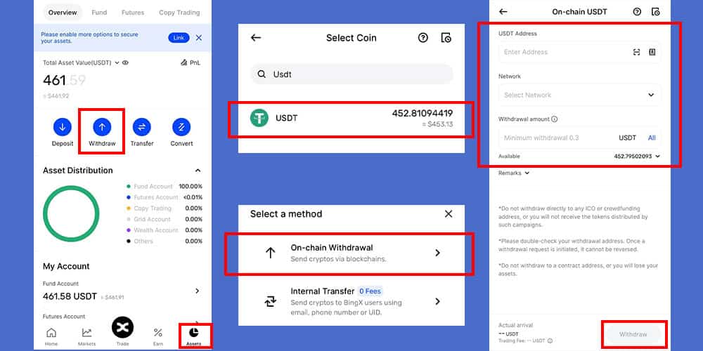 انتقال تتر از بینگ ایکس