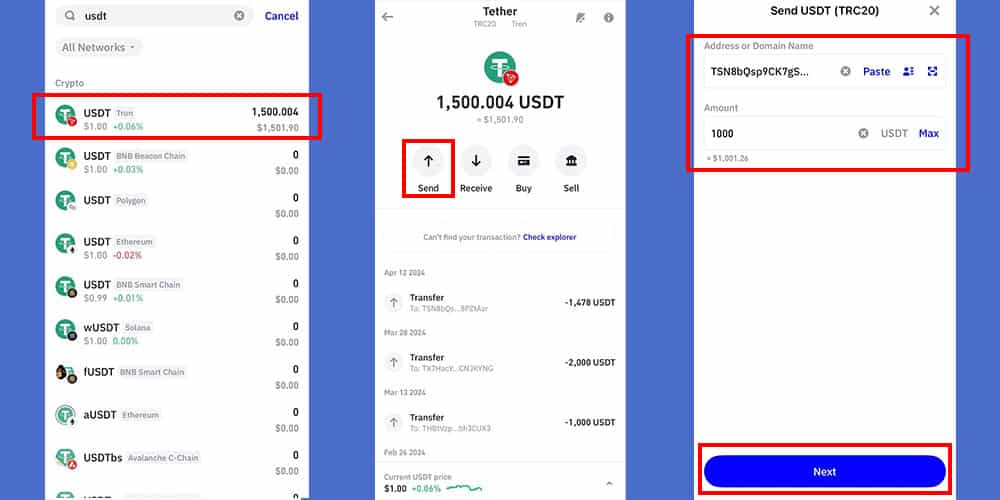 انتقال تتر از تراست ولت