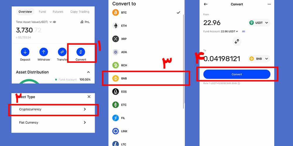 تبدیل ارز در بینگ ایکس
