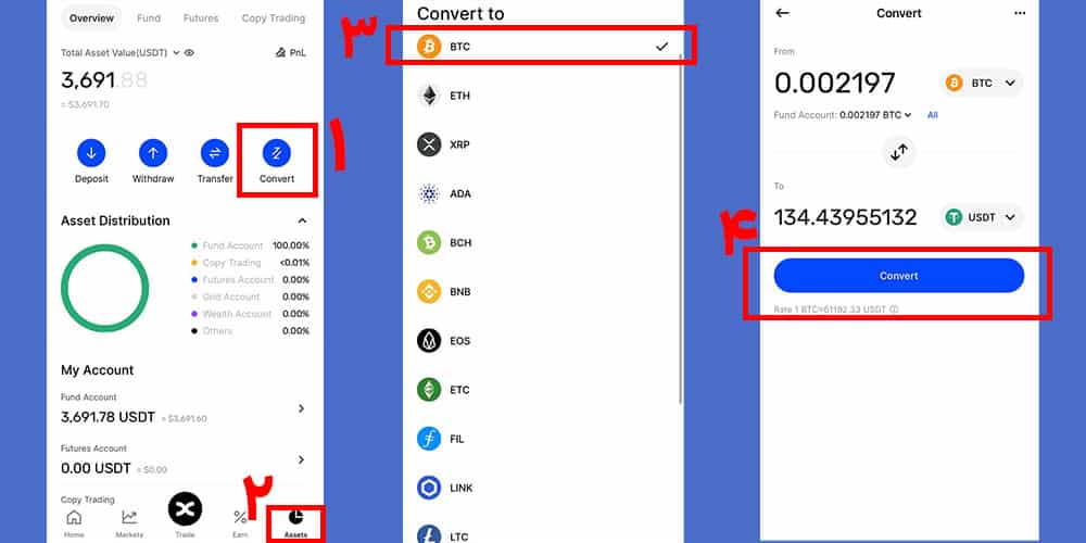 فروش ارز در بخش Convert بینگ ایکس