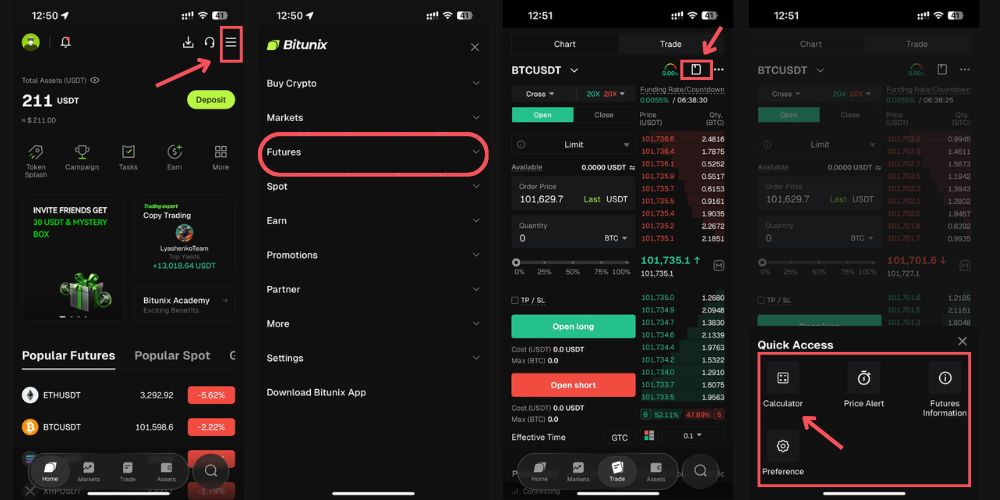 ماشینحساب فیوچرز Bitunix