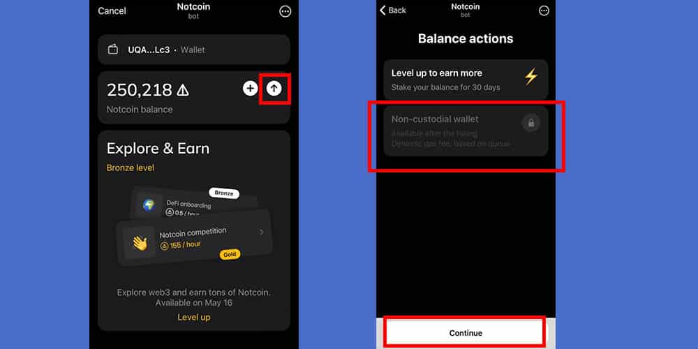 انتقال نات کوین به ولت تلگرام