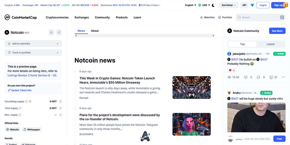 نات کوین در کوین مارکت کپ