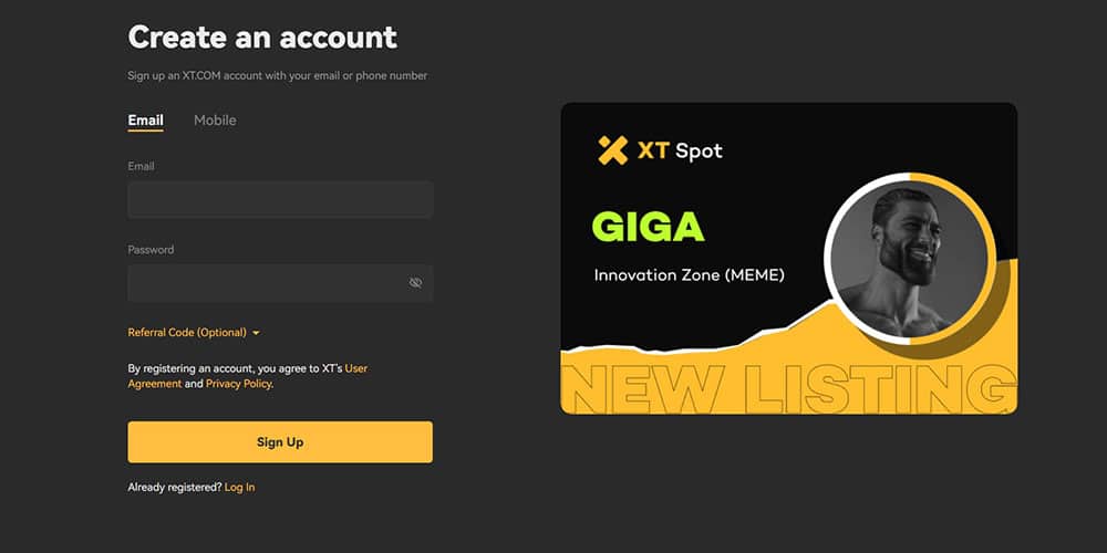 ثبت نام در صرافی XT با نسخه ویندوز