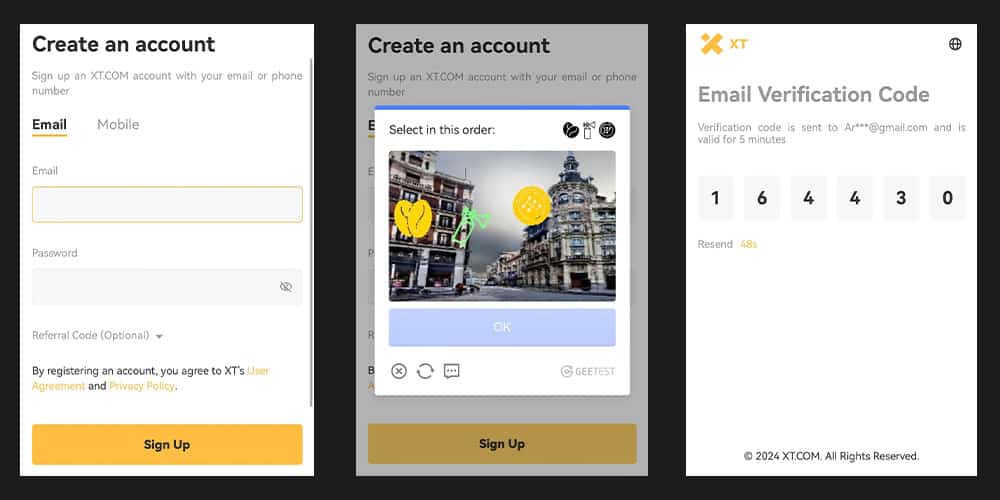 ثبت نام صرافی ایکس تی با گوشی