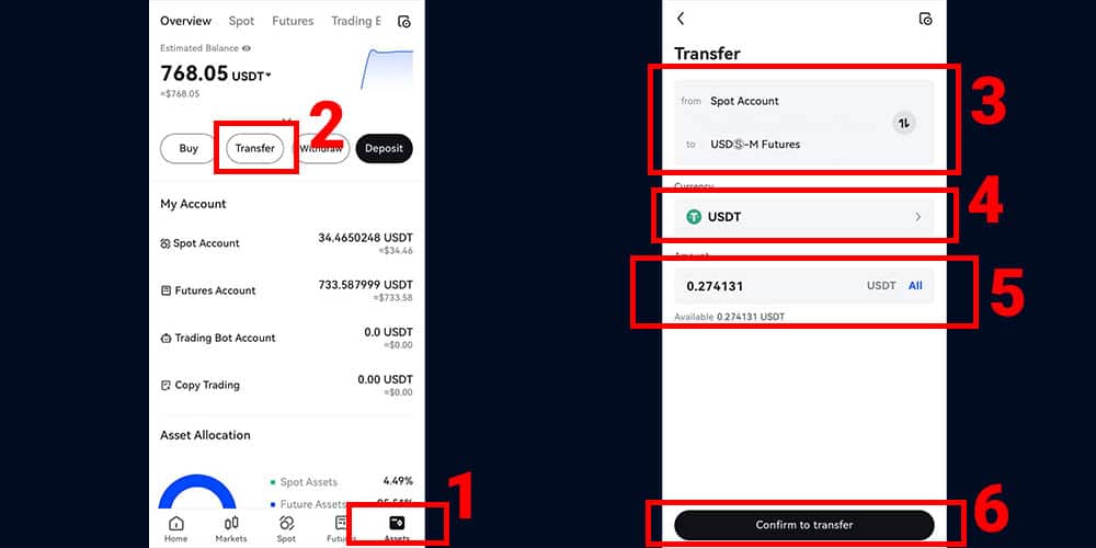 شارژ حساب فیوچرز Toobit