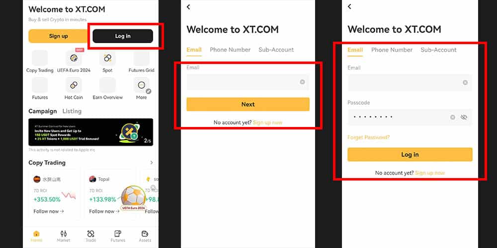 ورود به صرافی XT