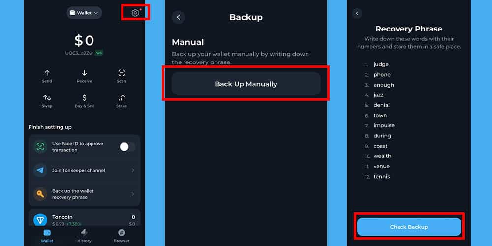 بازیابی 24 کلمه تون کیپر