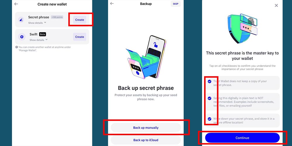 ذخیره 12 کلمه تراست ولت