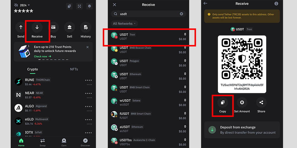 پیدا کردن آدرس تراست ولت