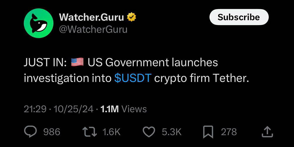 بررسی تتر توسط ایالات متحده