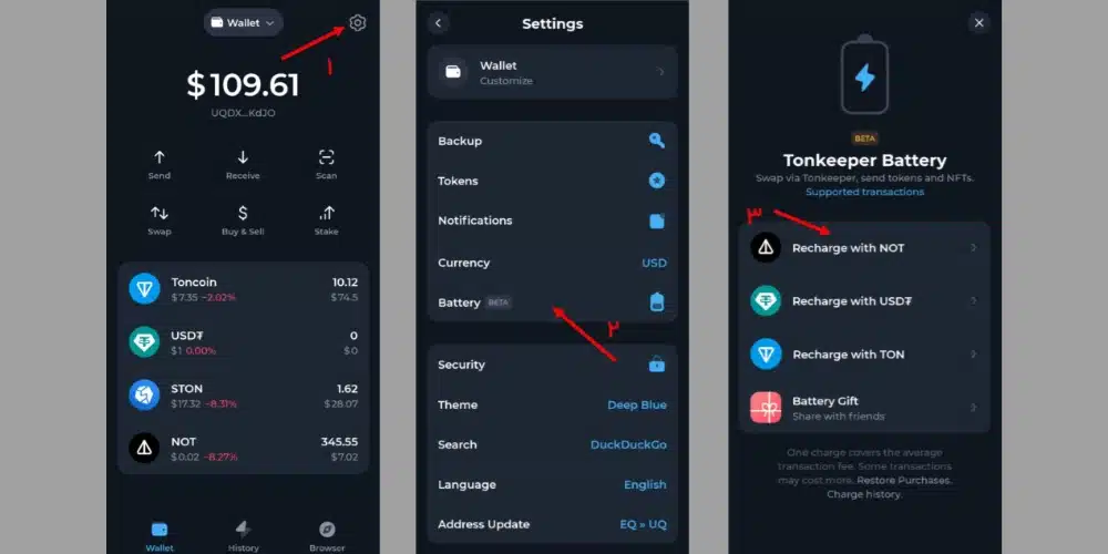 باتری Tonkeeper