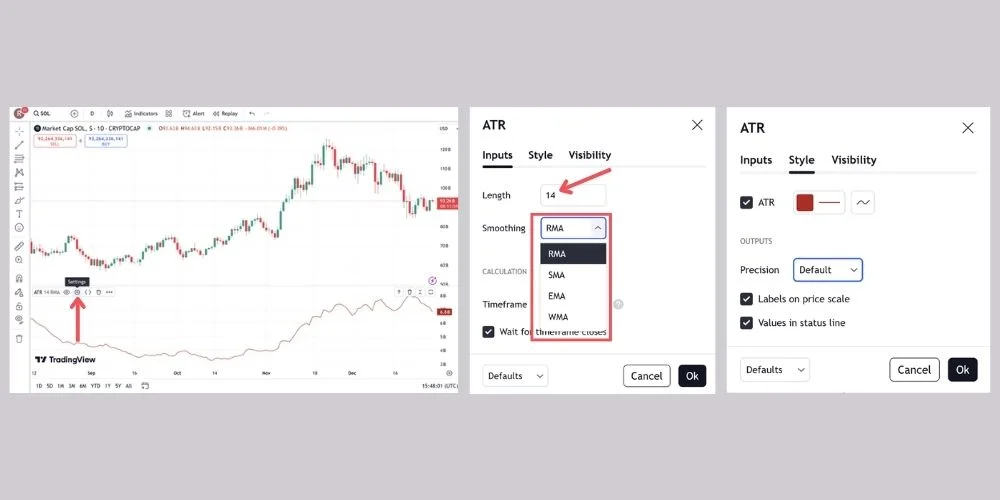 تنظیمات اندیکاتور ATR