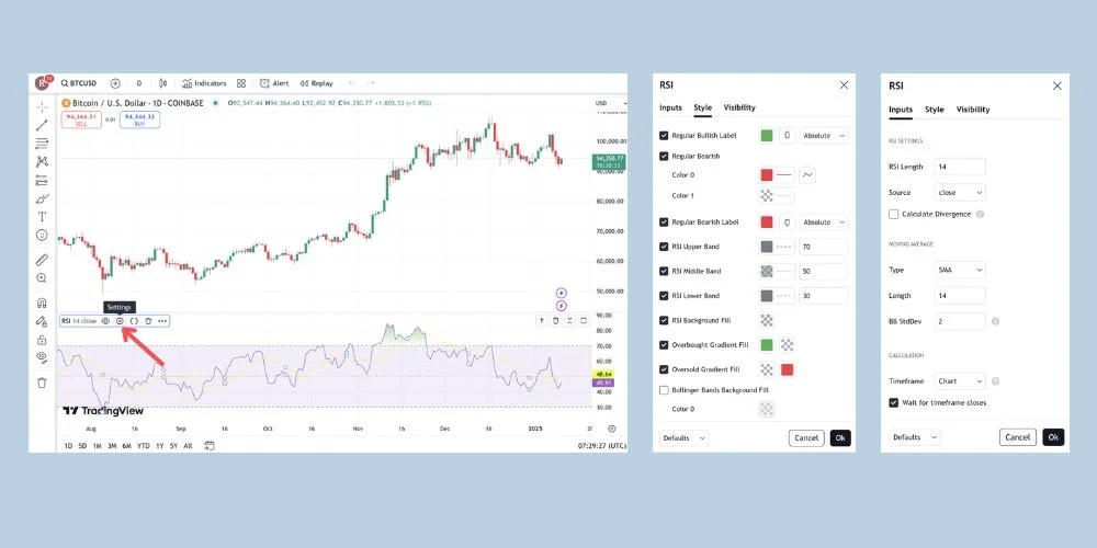 تغییر تنظیمات اندیکاتور RSI