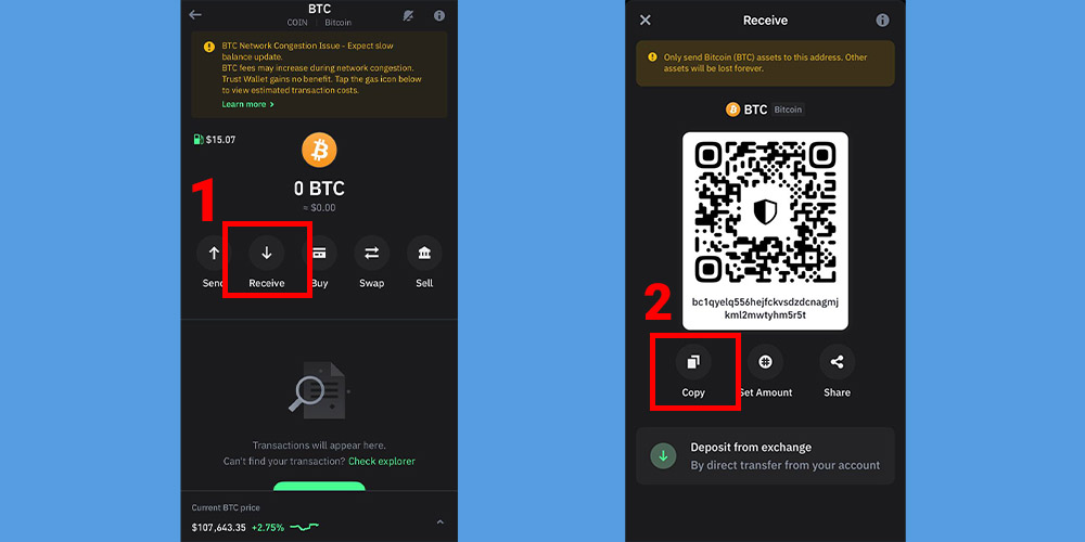دریافت آدرس کیف پول
