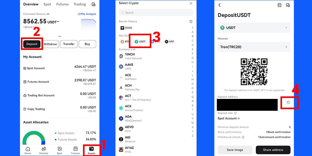واریز تتر به صرافی توبیت