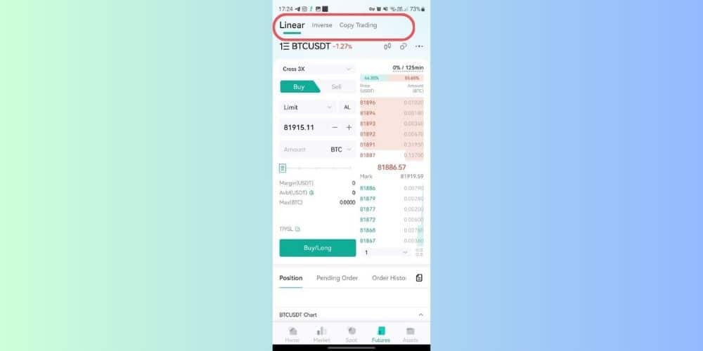 انتخاب خطی یا معکوس بودن معامله