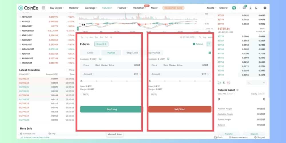 تعیین جهت معامله در آموزش فیوچرز کوینکس