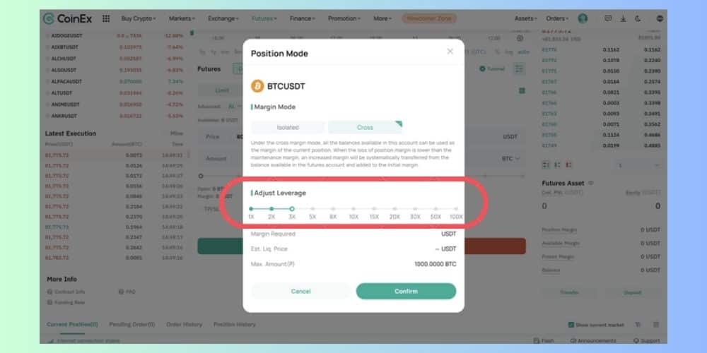 تنظیم اهرم در آموزش فیوچرز کوینکس