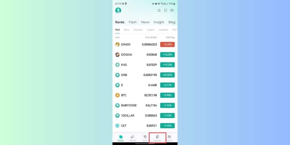 ورود به فیوچرز اپلیکیشن کوینکس