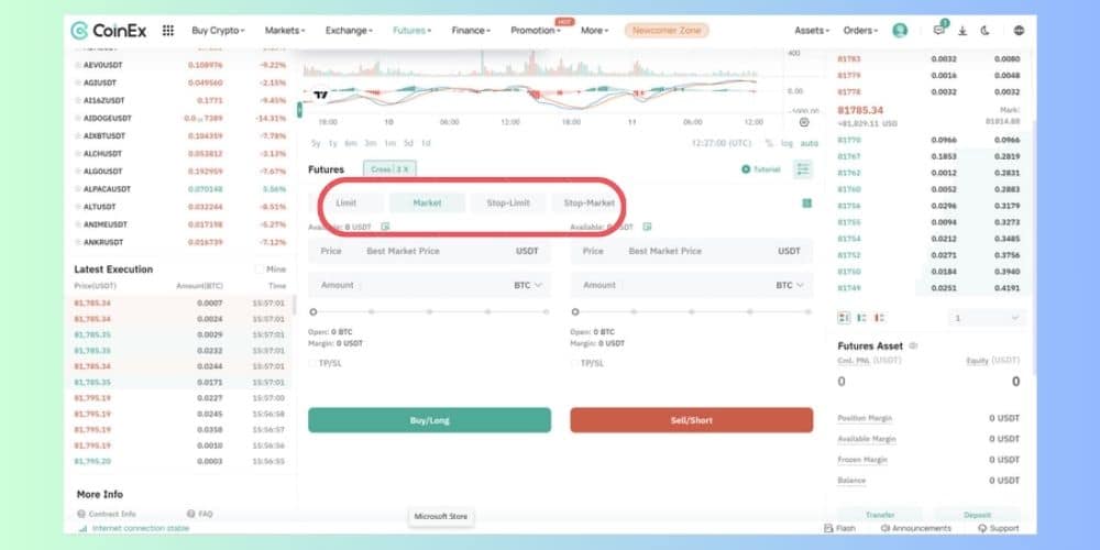 ۴ حالت سفارشگذاری در فیوچرز کوینکس