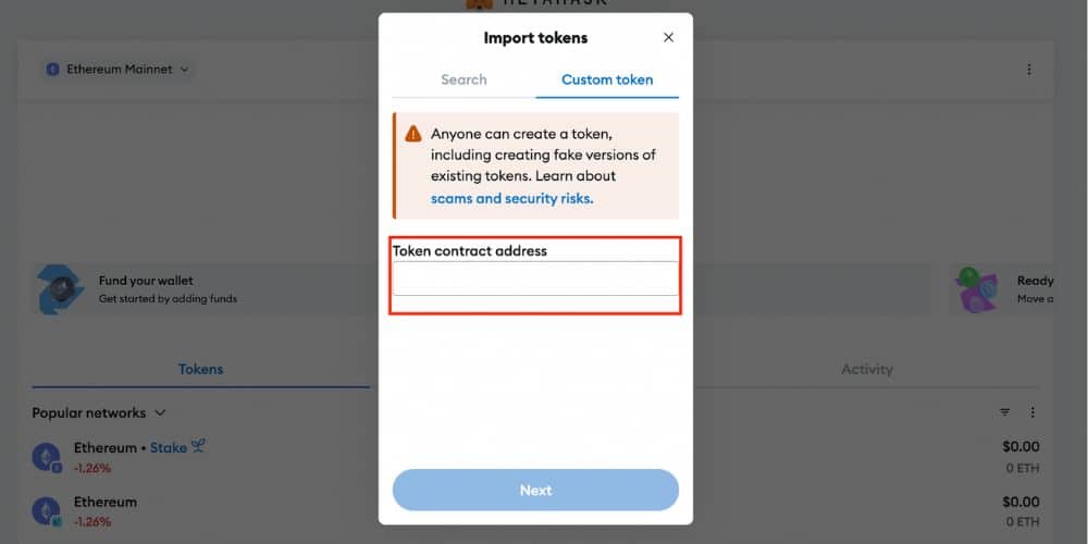 وارد کردن آدرس کانترکت