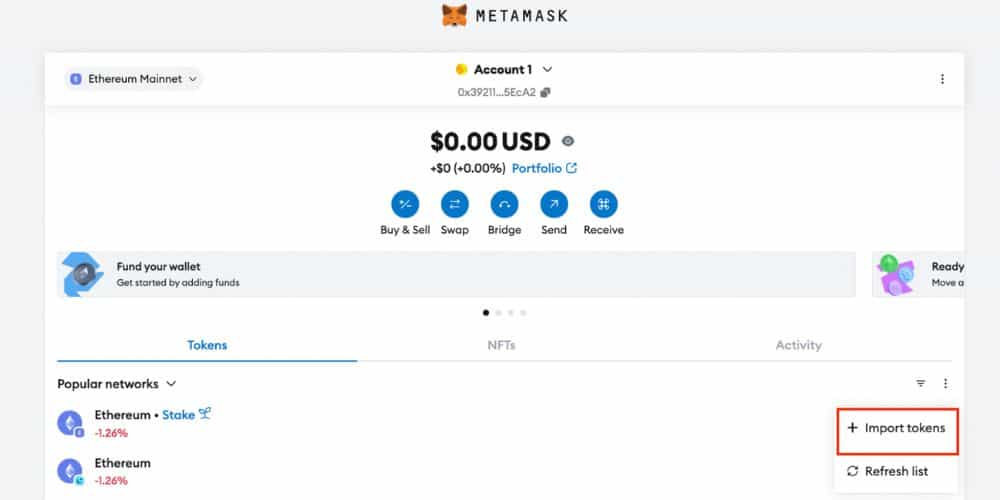 اضافه کردن توکن به متامسک