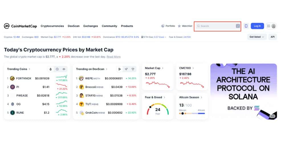 آدرس کانترکت در کوینمارکتکپ
