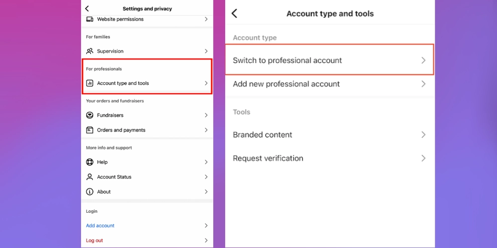 تبدیل اکانت حرفه ای اینستاگرام
