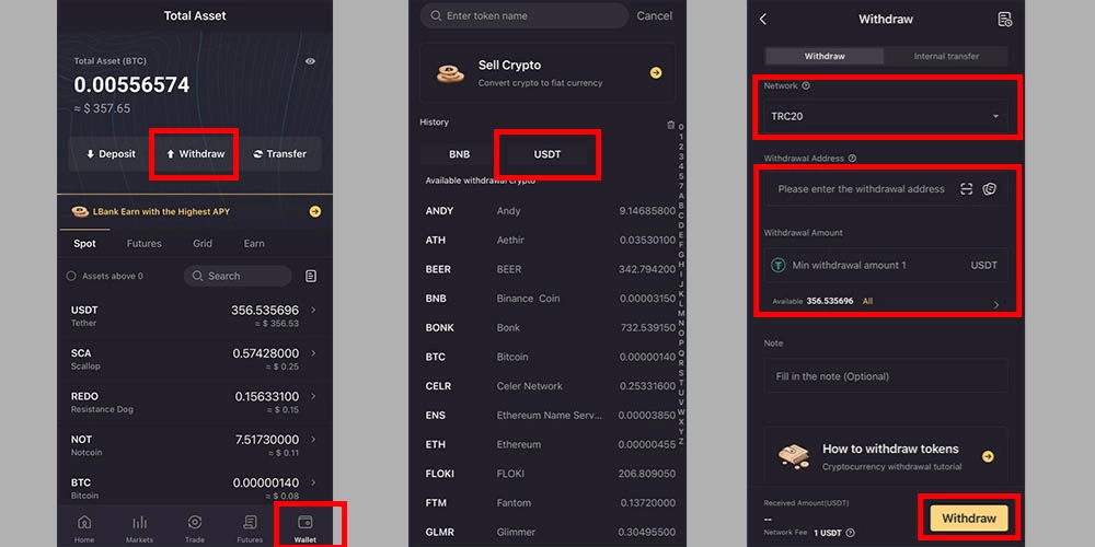انتقال ارز دیجیتال از صرافی ال بانک به کیف پول