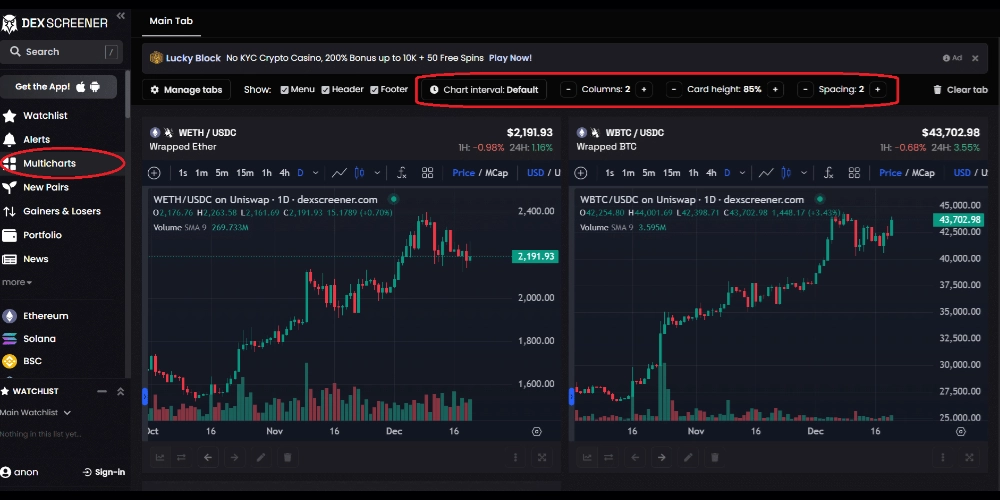 بخش Multicharts سایت دکس اسکرینر