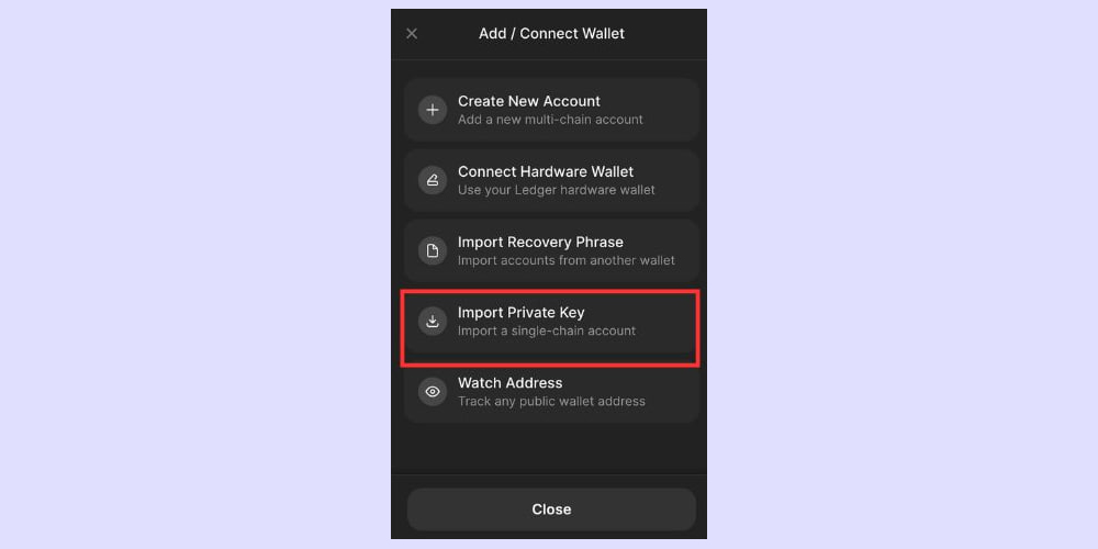 وارد کردن کلید خصوصی