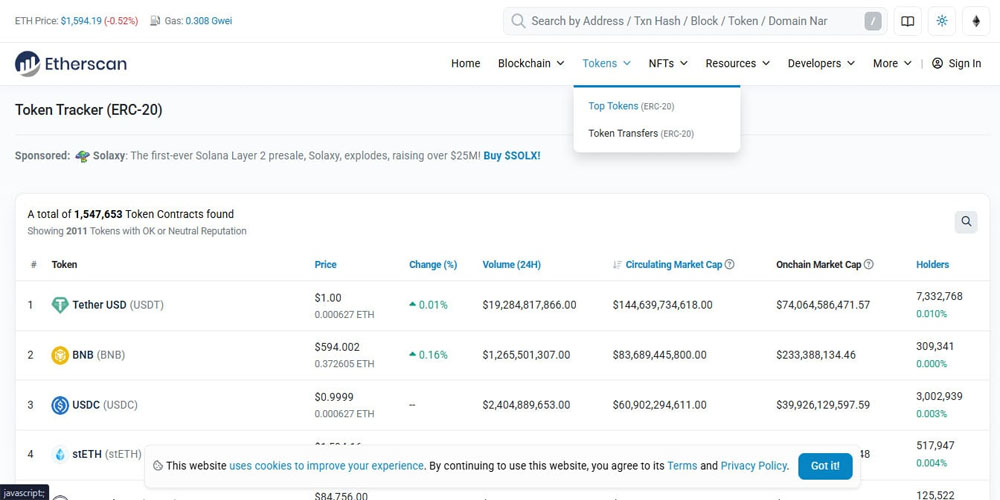 بررسی اطلاعات توکن