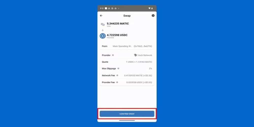 سواپ در تراست ولت و تایید تبدیل ارزها