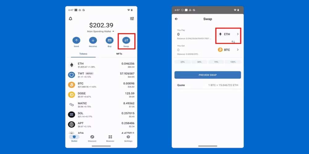 مرحله اول تبدل ارز در تراست ولت