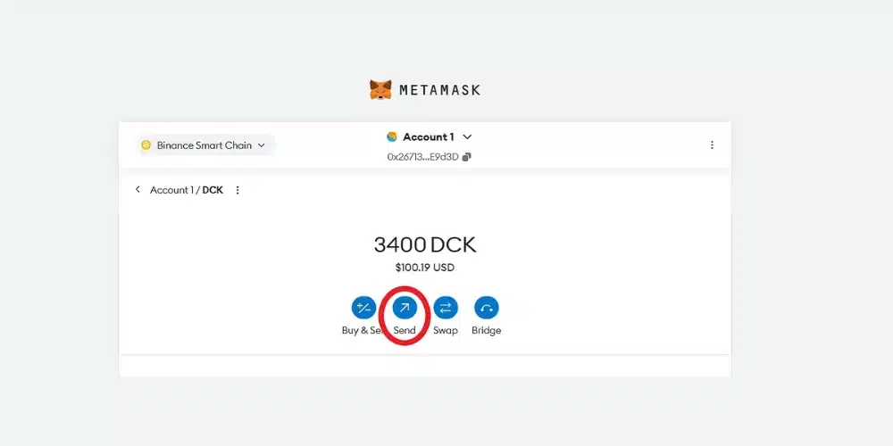 ارسال توکن در متامسک