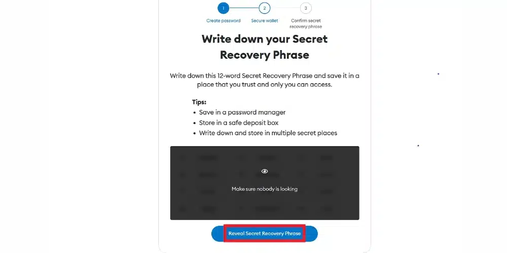 عبارات بازیابی در Metamask