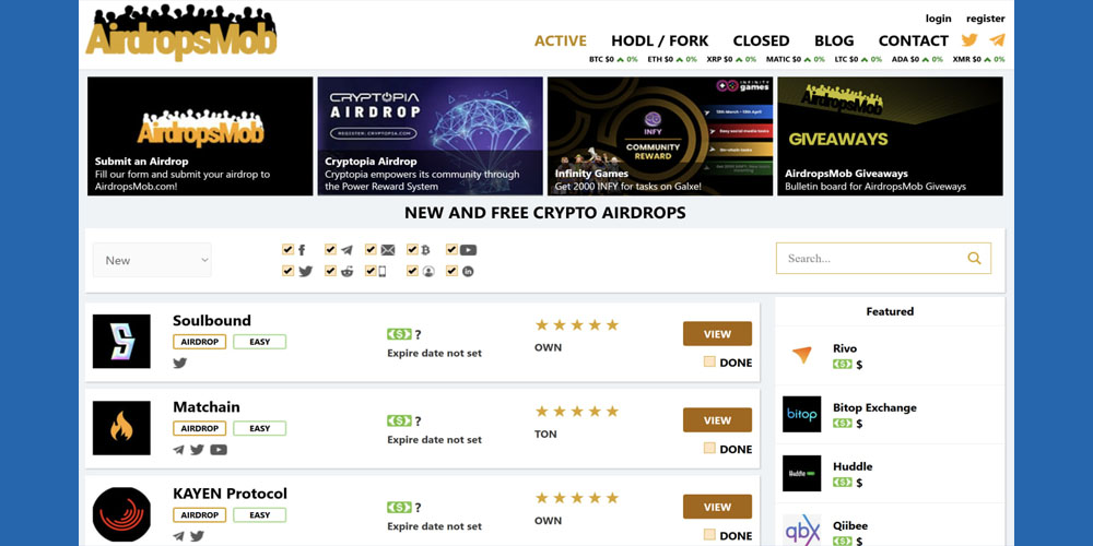 AirdropsMob از بهترین سایت های ایردراپ