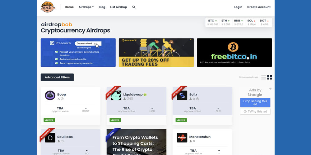 airdropbob ازبهترین سایت های ایردراپ