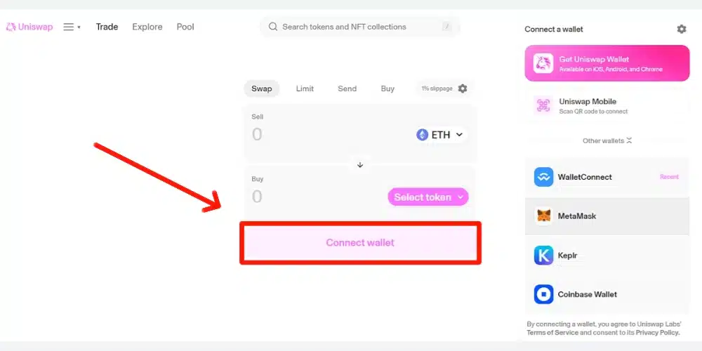 اتصال Uniswap به Metamask