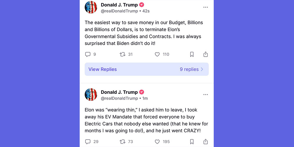 تهدید ترامپ علیه ایلان ماسک