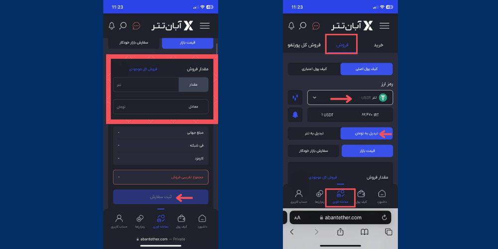 فروش در آبان تتر